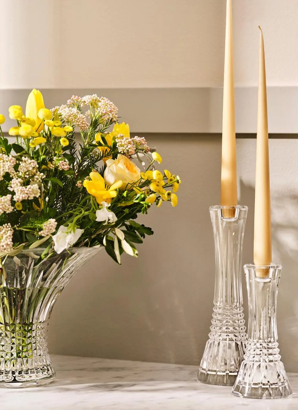 Waterford Crystal Lismore Diamond Essence Candlestick Pair (10 inches